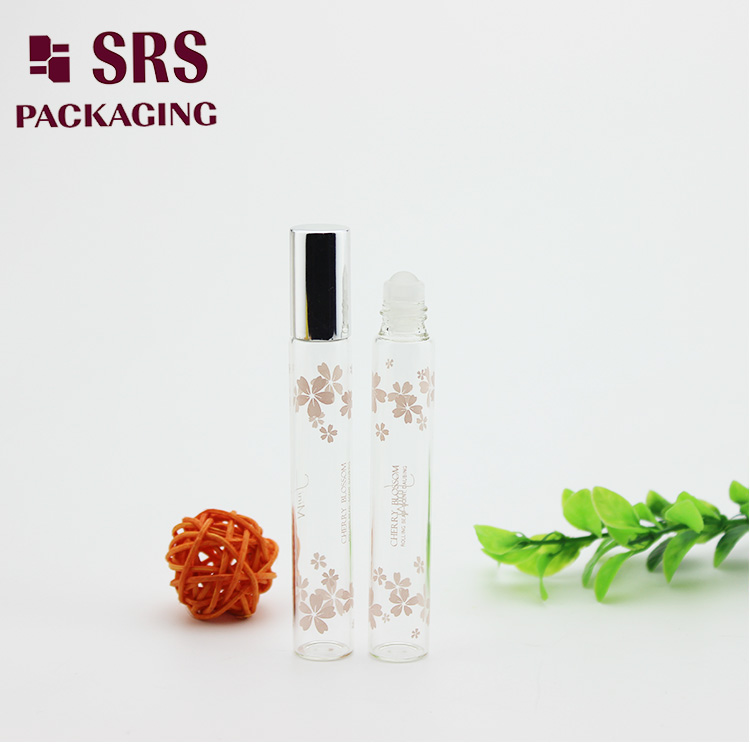 Silk Screen Printing 10ml Transparency Glass Perfume Roll on Bottle